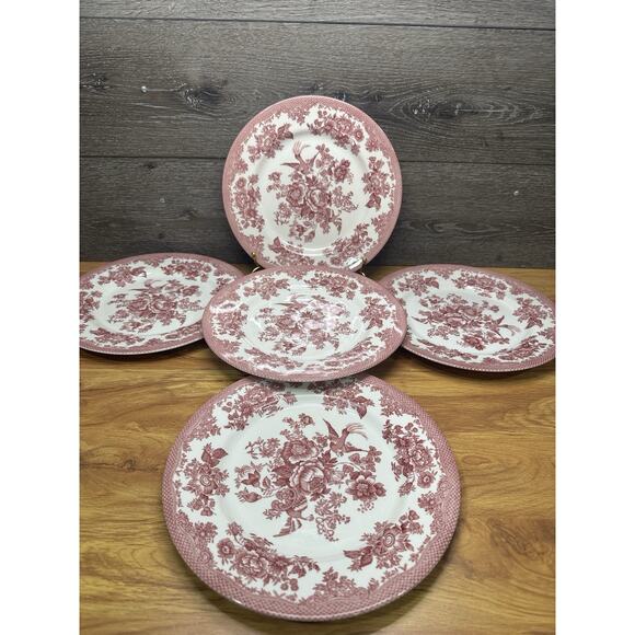 Royal Stafford Other - Royal Stafford Asiatic Pheasant Red Fine Earthenware 11” Dinner Plates -5 Pc Set